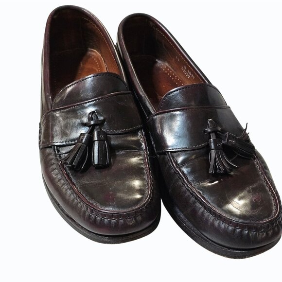 Allen Edmonds Stowe Burgundy Leather Tassel Loafers Men’s 12 Narrow (B) READ main image 14